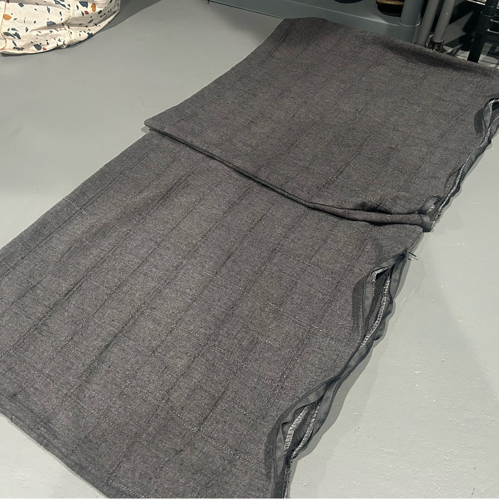 Set of 2 Decorative Linen Charcoal Check Throw Pillow